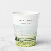 Moderne chique Waterverf wijngaard Landschap Bruil Papieren Bekers (Achterkant)