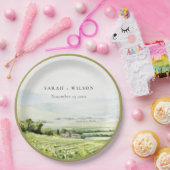 Moderne chique Waterverf wijngaard Landschap Bruil Papieren Bordje (Feest)