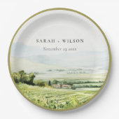 Moderne chique Waterverf wijngaard Landschap Bruil Papieren Bordje (Voorkant)
