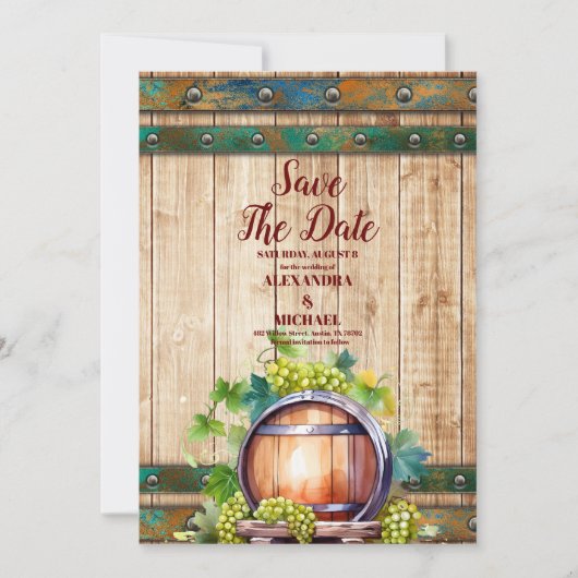 Moderne chique Waterverf wijngaard Landschap Bruil Save The Date (Voorkant)
