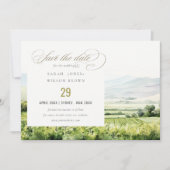Moderne chique Waterverf wijngaard Landschap Bruil Save The Date (Voorkant)