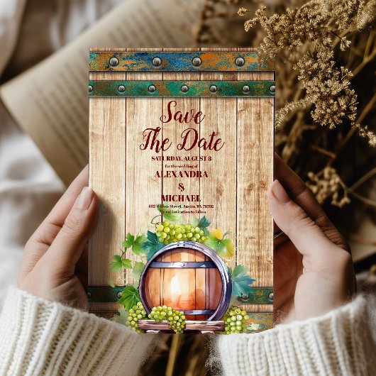 Moderne chique Waterverf wijngaard Landschap Bruil Save The Date