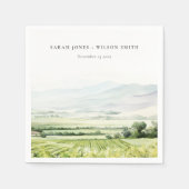 Moderne chique Waterverf wijngaard Landschap Bruil Servet (Voorkant)