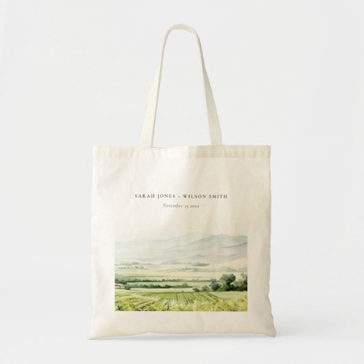 Moderne chique Waterverf wijngaard Landschap Bruil Tote Bag (Voorkant)