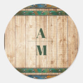 Moderne chique wijngaard bruiloft ronde sticker (Voorkant)