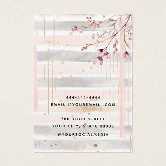 Moderne chique wilde bloem bloemen oorbel display  visitekaartje (Achterkant)