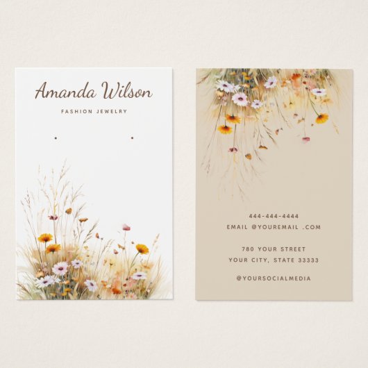 Moderne chique wilde bloem bloemen oorbel display  visitekaartje (Voorkant /achterkant)