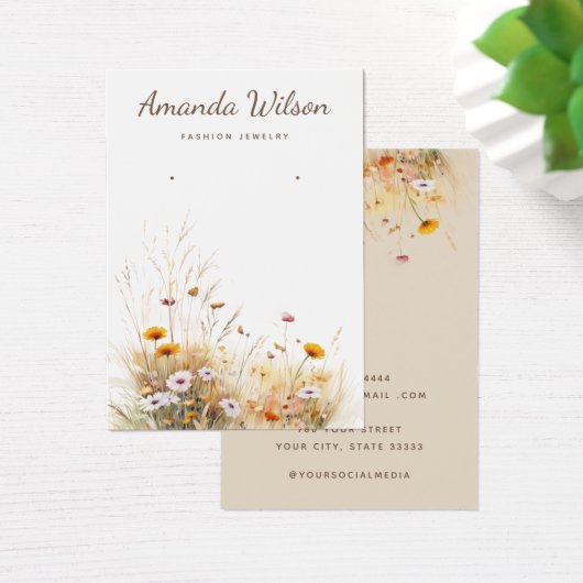 Moderne chique wilde bloem bloemen oorbel display visitekaartje (Bureau)