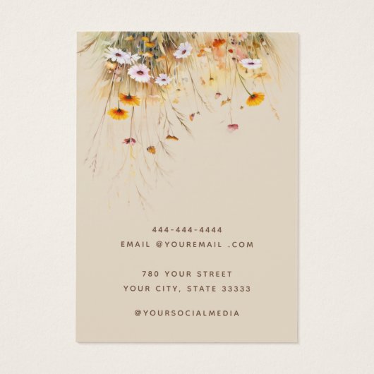 Moderne chique wilde bloem bloemen oorbel display visitekaartje (Achterkant)