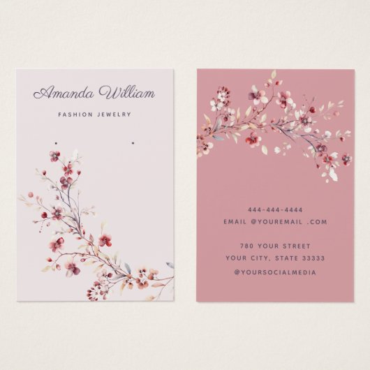 Moderne chique wilde bloem bloemen oorbel display  visitekaartje (Voorkant /achterkant)