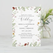 Moderne chique wilde bloem bruiloft kaart (Staand voorkant)