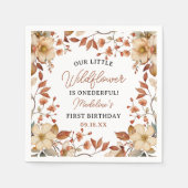 Moderne chique wilde bloem script 1e verjaardag me servet (Voorkant)