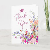 Moderne chique wilde bloemen script boho afstudere bedankkaart (Voorkant)