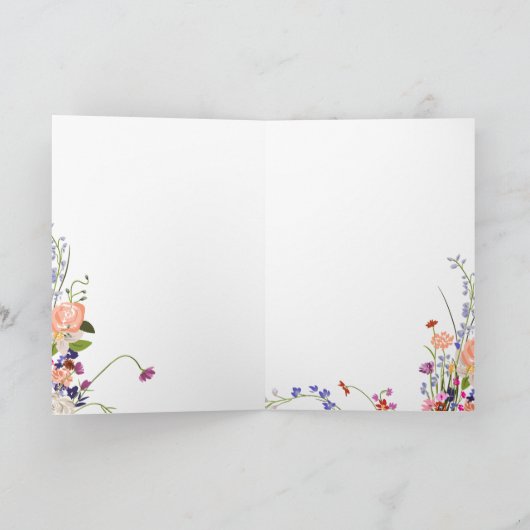 Moderne chique wilde bloemen script boho afstudere bedankkaart (Binnen)