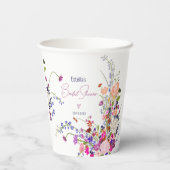 Moderne chique wilde bloemen script bruidsmeisjesf papieren bekers (Achterkant)