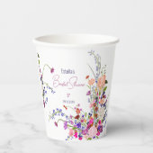 Moderne chique wilde bloemen script bruidsmeisjesf papieren bekers (Voorkant)