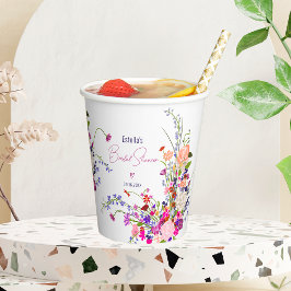 Moderne chique wilde bloemen script bruidsmeisjesf papieren bekers