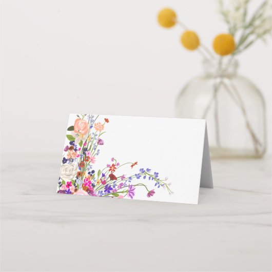 Moderne chique wilde bloemen script bruidsshower plaatskaartje (Achterkant)
