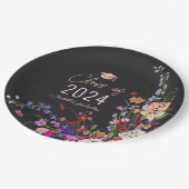 Moderne chique wilde bloemen script klasse afstude papieren bordje (Gekanteld)