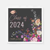 Moderne chique wilde bloemen script klasse afstude servet (Voorkant)