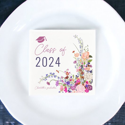 Moderne chique wilde bloemen script klasse afstude servet