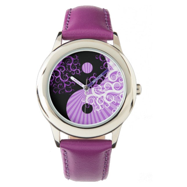 Moderne chique Yin-Yang Sunbeam Bloemenboom Horloge (Voorkant)