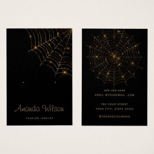 Moderne chique zwart en gouden oorbel display kaar visitekaartje (Voorkant /achterkant)