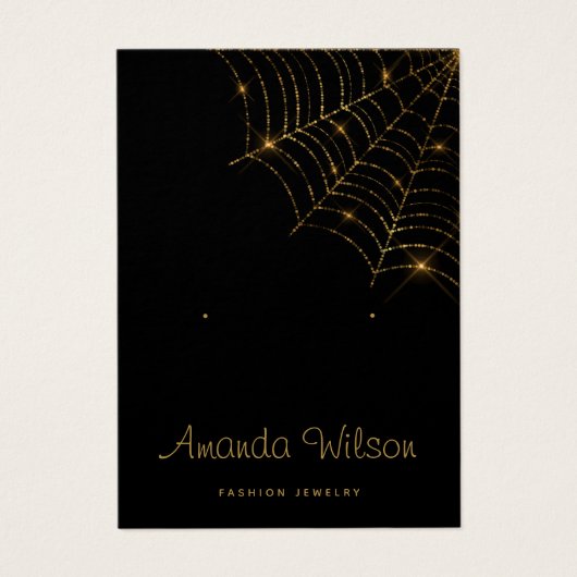 Moderne chique zwart en gouden oorbel display kaar visitekaartje (Voorkant)