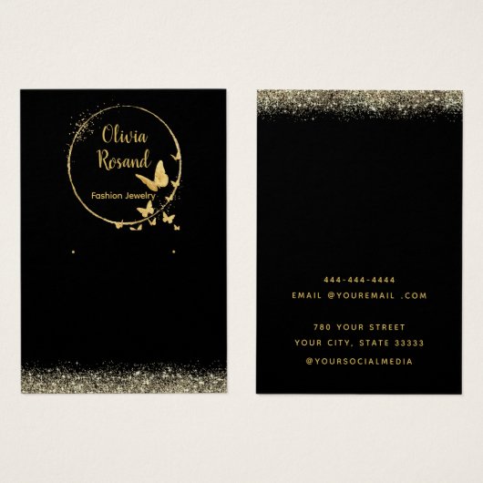 Moderne chique zwart en gouden oorbel Display kaar Visitekaartje (Voorkant /achterkant)