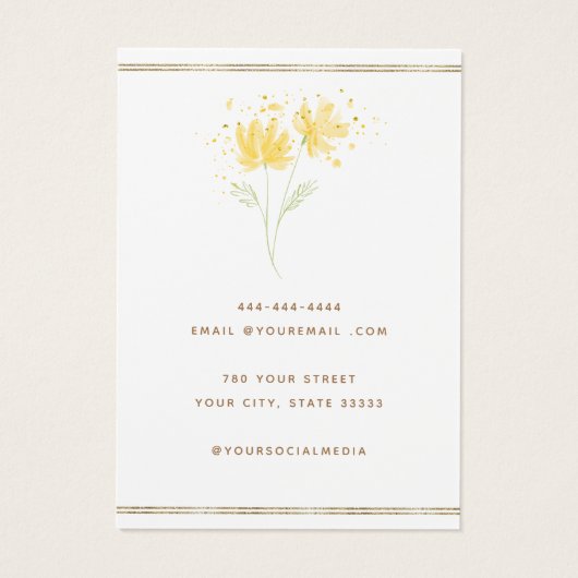 Moderne chique zwart en gouden oorbel display kaar visitekaartje (Achterkant)