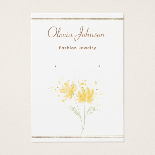 Moderne chique zwart en gouden oorbel display kaar visitekaartje (Voorkant)