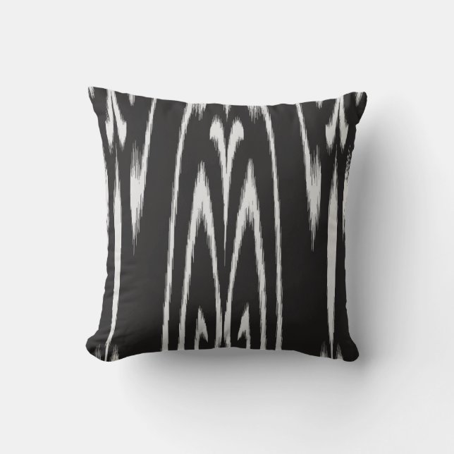 Moderne chique zwart-wit abstract ikat kussen (Voorkant)
