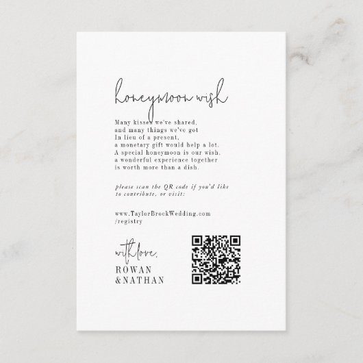 Moderne Chique Zwart-Wit Bruiloft Huwelijksreis Wi Informatiekaartje (Voorkant)