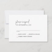Moderne Chique Zwart-Wit Eenvoudige Bruiloft RSVP Kaartje (Voorkant)