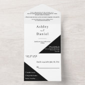 Moderne chique zwart-wit elegante bruiloft all in one uitnodiging (Binnen)