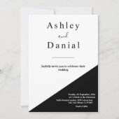 Moderne chique zwart-wit elegante bruiloft kaart (Voorkant)