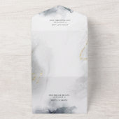Moderne Chique Zwart & Wit Grijs Goud Aquarel All In One Uitnodiging (Buitenkant)