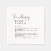 Moderne Chique Zwart-Wit Leuke Feiten Bruiloft Servet (Voorkant)