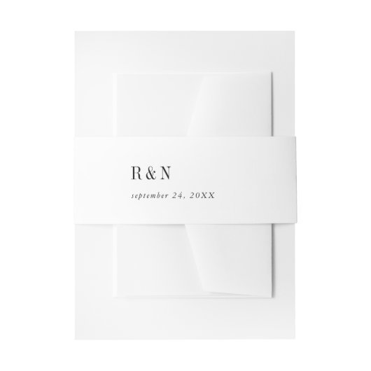 Moderne Chique Zwart-wit Monogram Bruiloft Uitnodigingen Wikkel (Voorkant Voorbeeld)