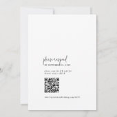 Moderne Chique Zwart Wit Monogram QR Code Bruiloft Kaart (Achterkant)