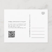 Moderne Chique Zwart-Wit QR Code Save the Date Uitnodiging Briefkaart (Achterkant)