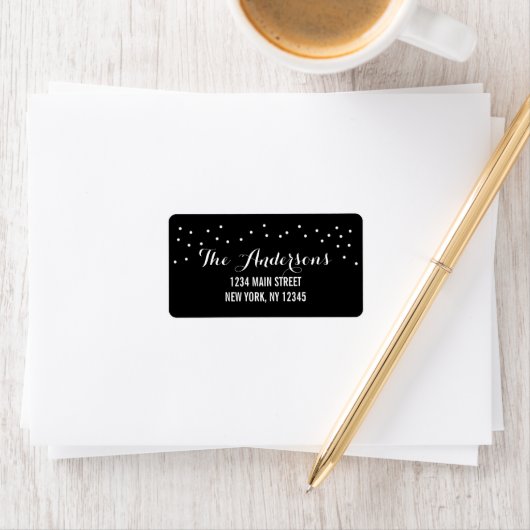 Moderne chique zwart-wit Stippen Etiket (Insitu)