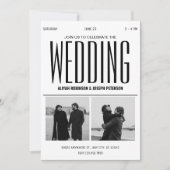 Moderne chique zwart-wit trouwfoto kaart (Voorkant)