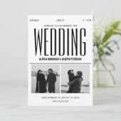 Moderne chique zwart-wit trouwfoto kaart (Staand voorkant)