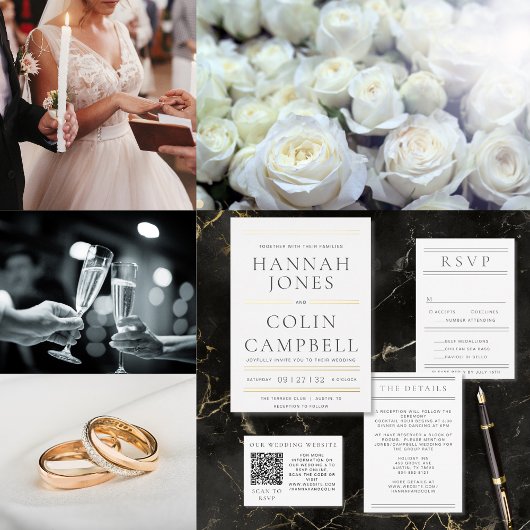 Moderne chique zwart & wit typografie informatiekaartje