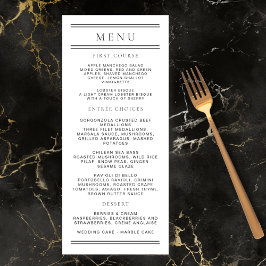 Moderne chique zwart & wit typografie menu