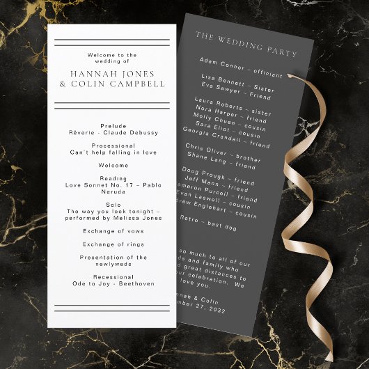 Moderne chique zwart & wit typografie programmakaart