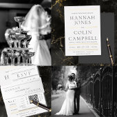 Moderne chique zwart & wit typografie uitnodigingen wikkel