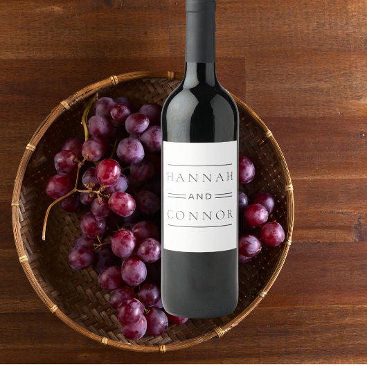 Moderne chique zwart & wit typografie wijn etiket