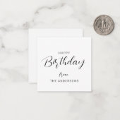 Moderne Chique Zwart-Wit Verjaardagsgroet Notitiekaartje (Voorkant / Achterkant in situ)